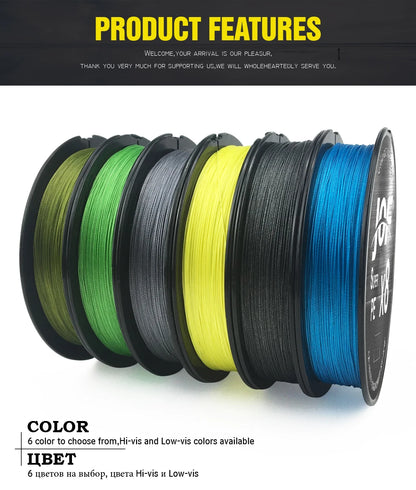JOF X8 Strong 300M 500M 100M 8 Strand Weaves PE Braided Fishing Line Multifilament 8 Braid Wire 12LB 20LB 40LB 60LB 80LB 100LB