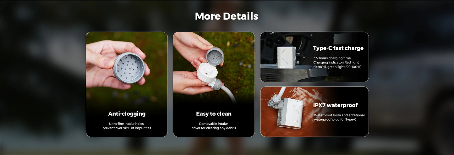 FLEXTAIL TINY SHOWER – Portabel Elektrisk Campingdusch, IPX7, 2500mAh, USB-C, 2 Lägen