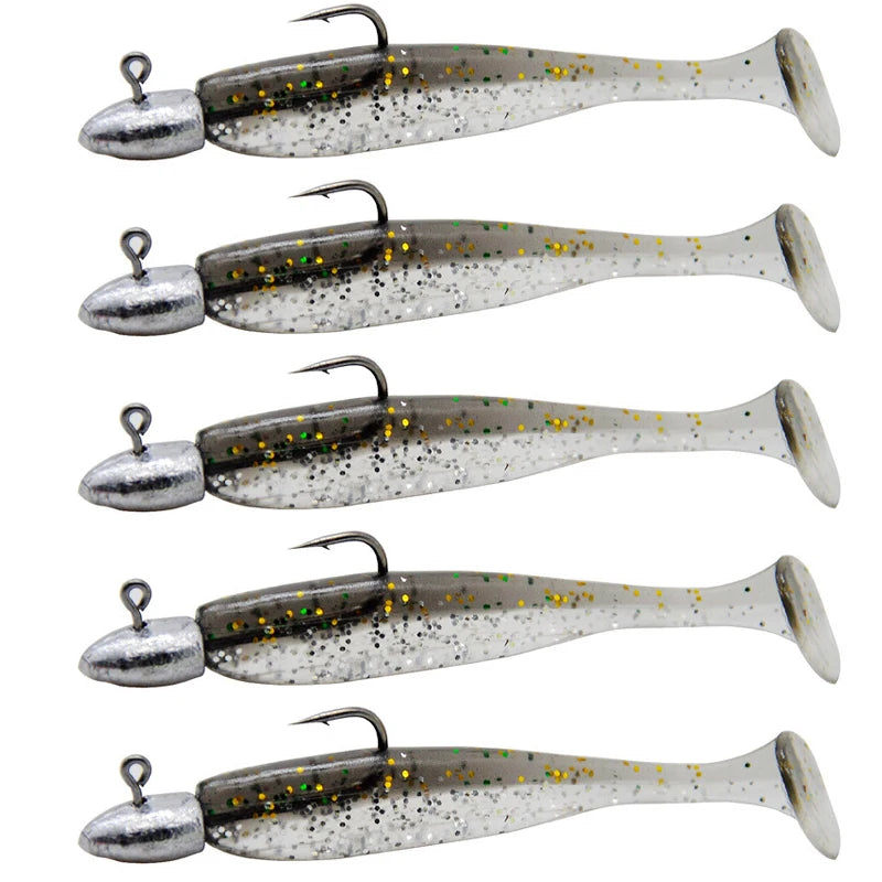 3.2g 6.2cm T-tail Soft Fishing Bait Matched With Head Hooks Artificial Wobblers Swimbait Fishing Tackles For Bass Pike Pesca