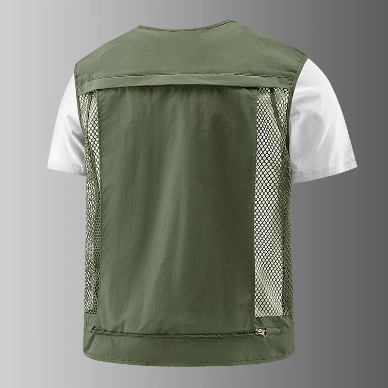 Fishing Vest Breathable Fishing Travel Mesh Vest with Zipper Pockets Summer Work Vest for Outdoor Activities