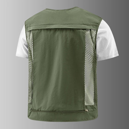 Fishing Vest Breathable Fishing Travel Mesh Vest with Zipper Pockets Summer Work Vest for Outdoor Activities