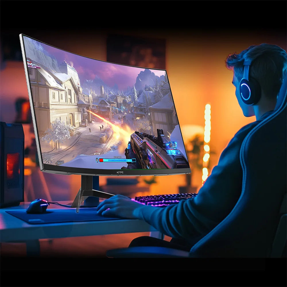 KTC H32S17 Kurvig Gaming Monitor 32" – HVA 1500R 2K QHD 180Hz 1ms HDR10 FreeSync G-Sync 99% sRGB VESA EU-lager