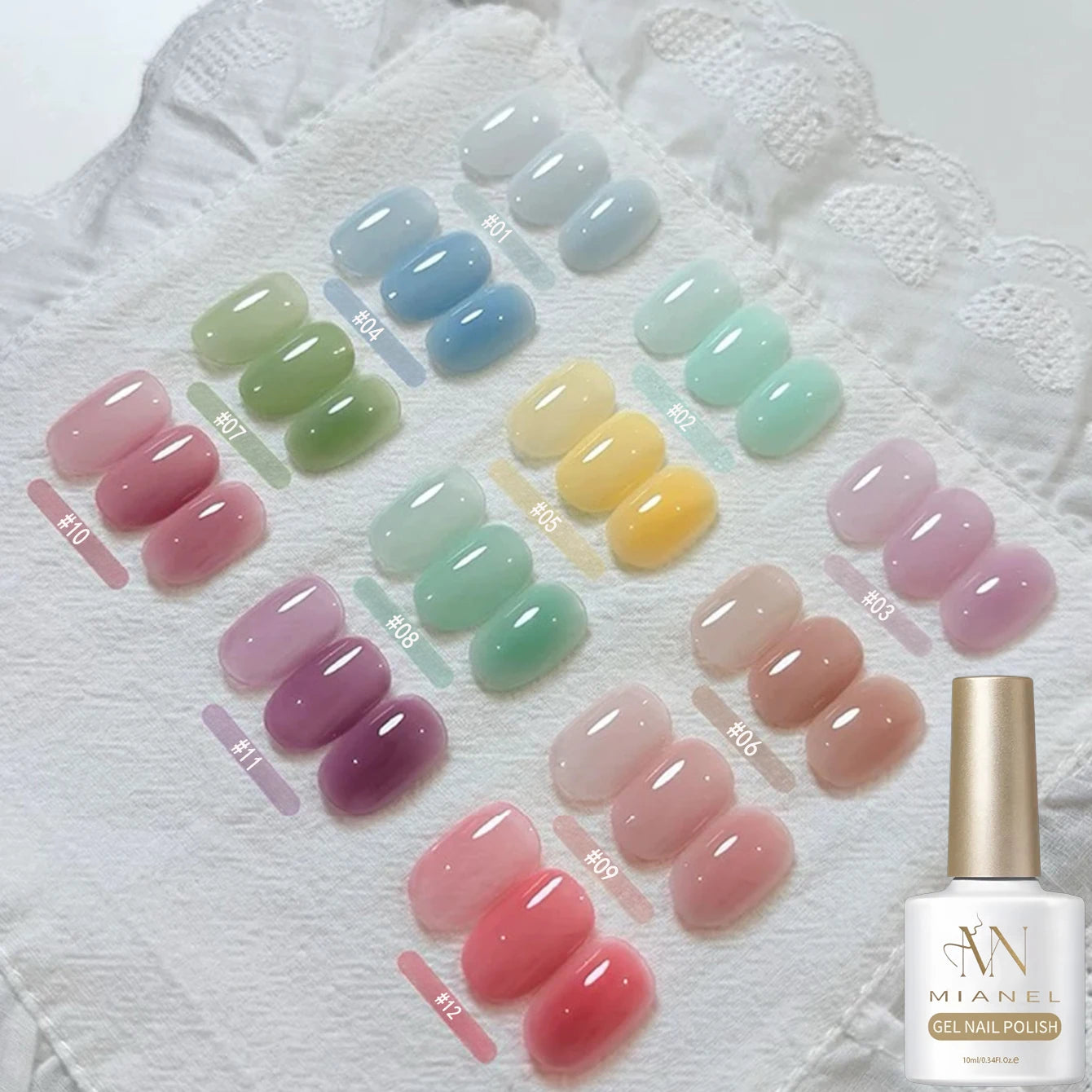 MAINEL 1-12Pcs Fashion Nude Shiny Soak Off UV Gel Nail Gel Polish Cosmetics Nail Art Nails Gel Polish Tips Nail Varnish