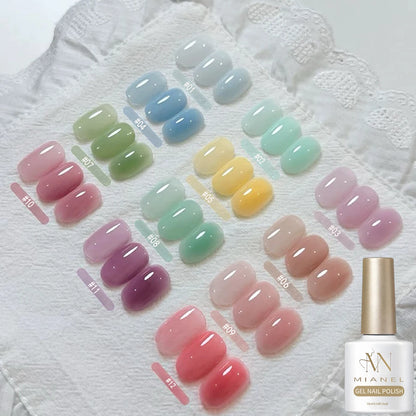 MAINEL 1-12Pcs Fashion Nude Shiny Soak Off UV Gel Nail Gel Polish Cosmetics Nail Art Nails Gel Polish Tips Nail Varnish