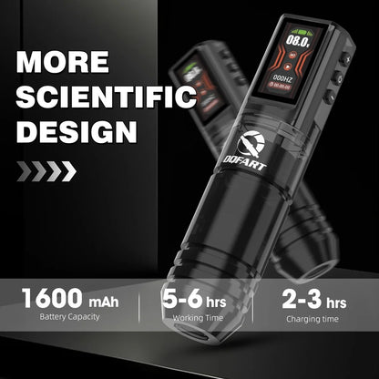 DQFART 1600mAh P2 LED Digital Display Electric Wireless Tattoo Machine Set 12V 6Colors Accessories Body Art Creative Designs