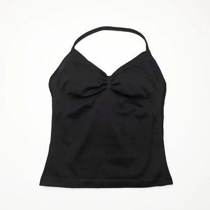 NCLAGEN Seamless Longline Strappy Top Sports Yoga Vest Women Fitness Tank Top Gym Beautiful Open Back Bra Running Workout Halter