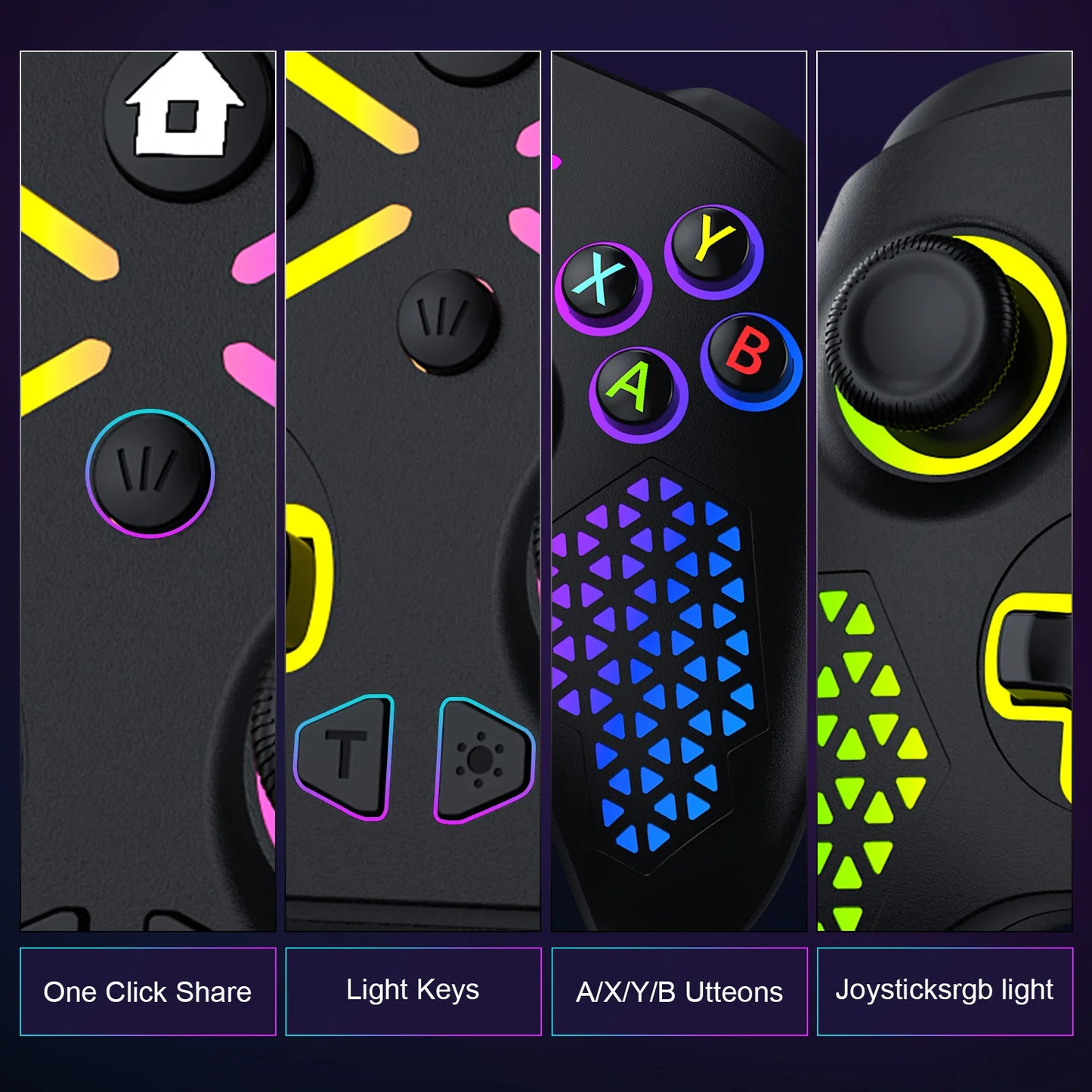 RGB Trådlös Xbox Handkontroll – Hall Effect 6-axlig Gyro Dubbel Vibration TURBO 3,5mm Xbox One/Series X|S/PC/Android