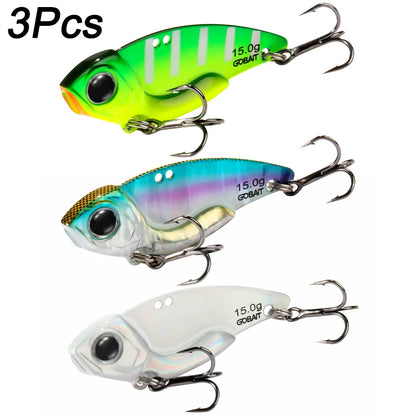 VIB Lure Metal Jig HardBait 7g 10g 15g Spoon Spinner Laser Painting 3D Eyes Fishing Tackle Strong 3X Hooks Swimbait Pesca Bait
