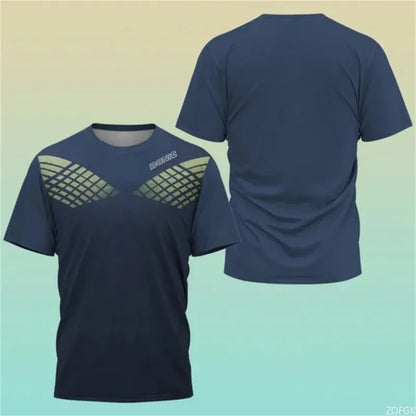 New Hot 3D Printing Boutique Table Tennis Shirt Training T-shirt Sweat Absorption Comfortable Top Badminton Sport Round Neck O N