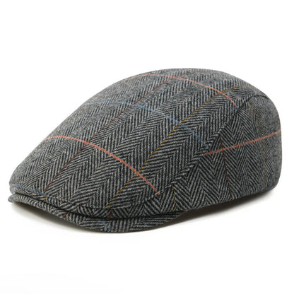 FEINION Men's Herringbone Flat Ivy Newsboy Hat Wool Blend Gatsby Cabbie Cap Winter Outdoor Hunting Cap