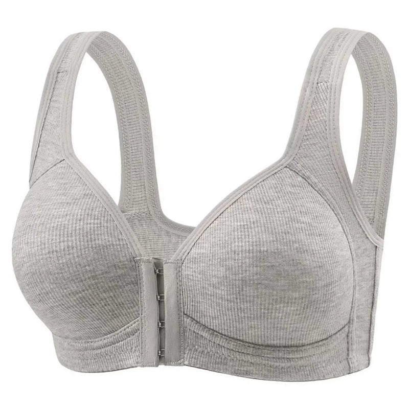 Fallsweet Seamless Front Closure Bra For Women Solid Wire-Free Push Up Bralette Full Coverage Fixed Cups Comfortable Underwear