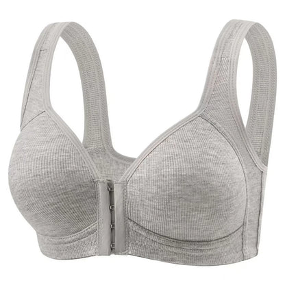 Fallsweet Seamless Front Closure Bra For Women Solid Wire-Free Push Up Bralette Full Coverage Fixed Cups Comfortable Underwear