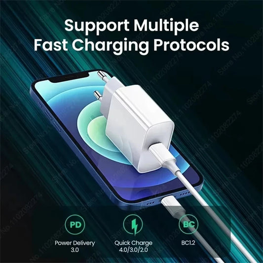 PD 20W/40W Snabbladdare för iPhone och USB-C-kablar – Kompatibel med iPhone 11–16 Pro Max