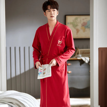 Herr Badrock Lång Kimono – 100% Bomull Rutig Höst, 6 Motiv M–4XL