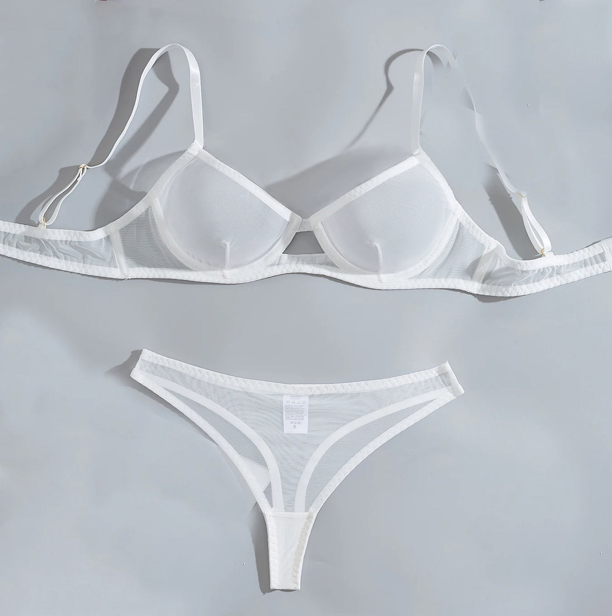 Sensuell Spets Lingerie Set – Tunn Genomskinlig BH & Trosor, 3 Färger S–2XL