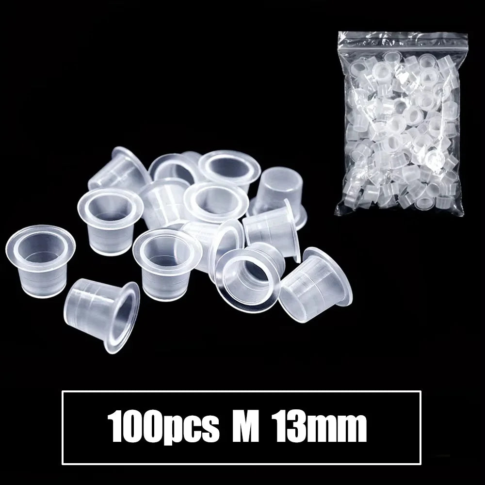 1000/100pcs Disposable Tattoo Ink Cups S/M/L Plastic Clear Holder Container Cap for Tattoo Pigment Permanent Makeup Accessories
