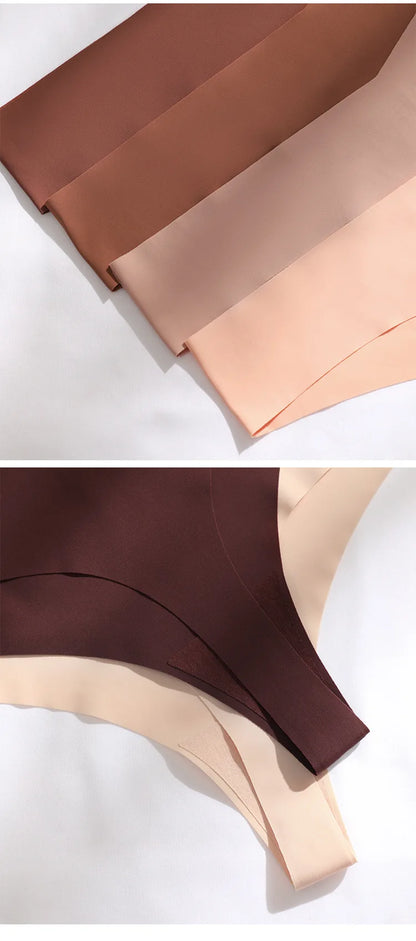 Seamless Thong Women Panties Sexy G String Ice Silk Underwear T Back Sports Yoga Girls Briefs Traceless Plus Size S-XL
