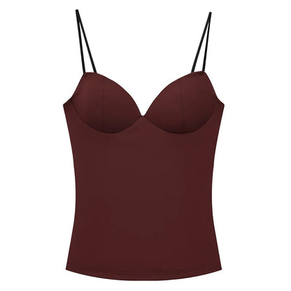 HXAO Sleeveless Crop Tops For Woman Corset Camisole Brown Top Women Bodycon Backless Sexy Tops With Straps Bustier Tank Tops