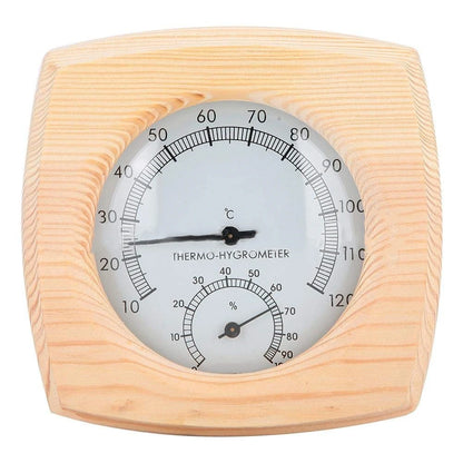 140 mm termometer och hygrometer i trä för bastu
