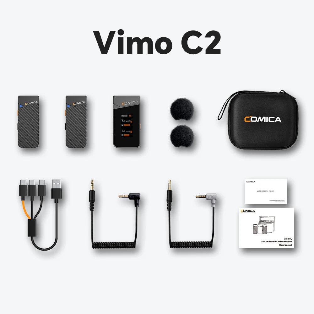 COMICA Vimo C 2.4G Wireless Lavalier Microphone with Charging Case,Lapel Mic for Camera Smartphone Podcast Interview Vlog