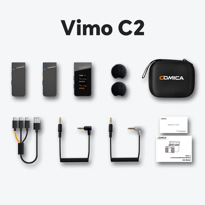 COMICA Vimo C 2.4G Wireless Lavalier Microphone with Charging Case,Lapel Mic for Camera Smartphone Podcast Interview Vlog