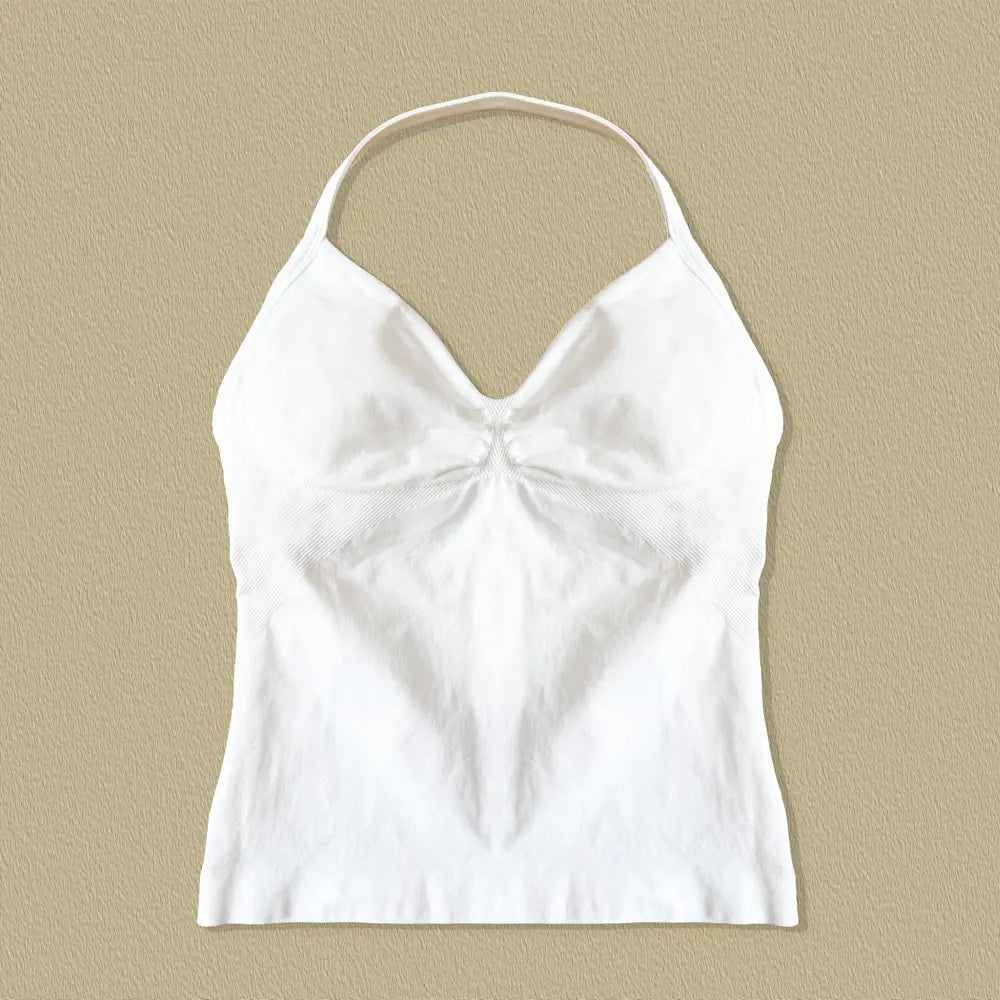 NCLAGEN Seamless Longline Strappy Top Sports Yoga Vest Women Fitness Tank Top Gym Beautiful Open Back Bra Running Workout Halter