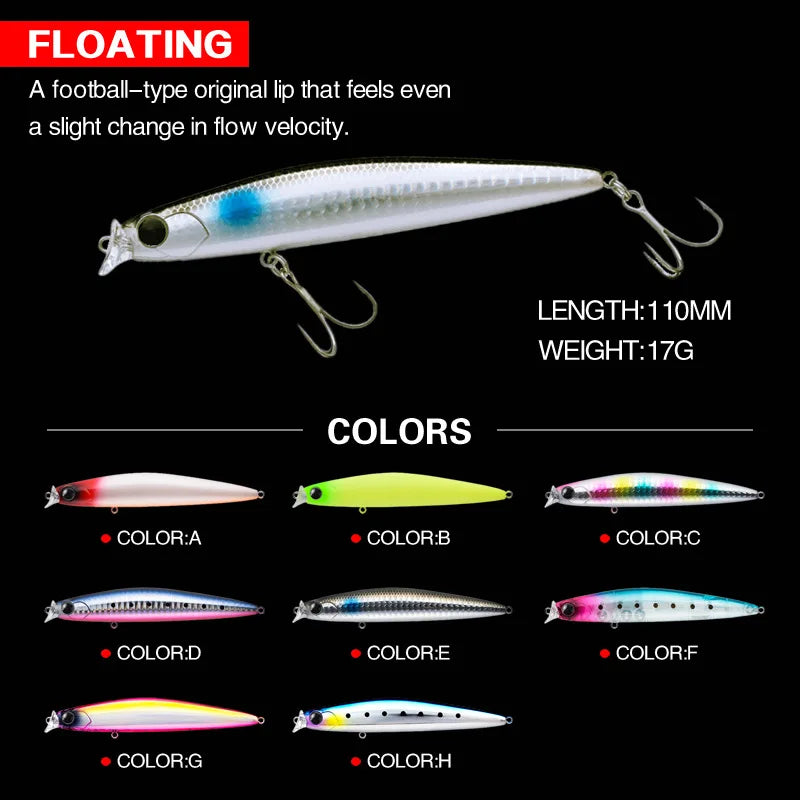1pcs 17g 11cm Minnow Fishing Lures Long Cast Sunken Fish Bait Swinger Floating Bass Artificial Bait Crank Bait Carp Pesca Tackle