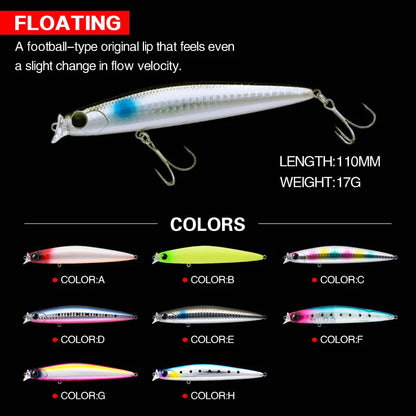1pcs 17g 11cm Minnow Fishing Lures Long Cast Sunken Fish Bait Swinger Floating Bass Artificial Bait Crank Bait Carp Pesca Tackle