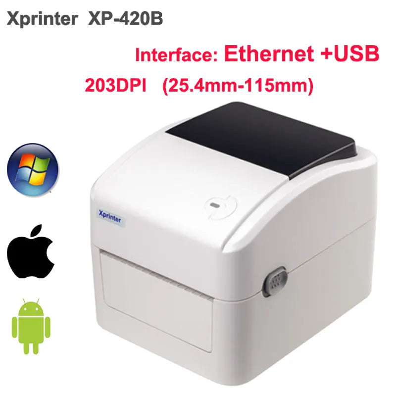 Xprinter Termisk Fraktskrivare 4" – XP-420B 460B 463B USB Bluetooth WiFi Ethernet – DHL FedEx UPS Streckkod 203dpi CE 2026