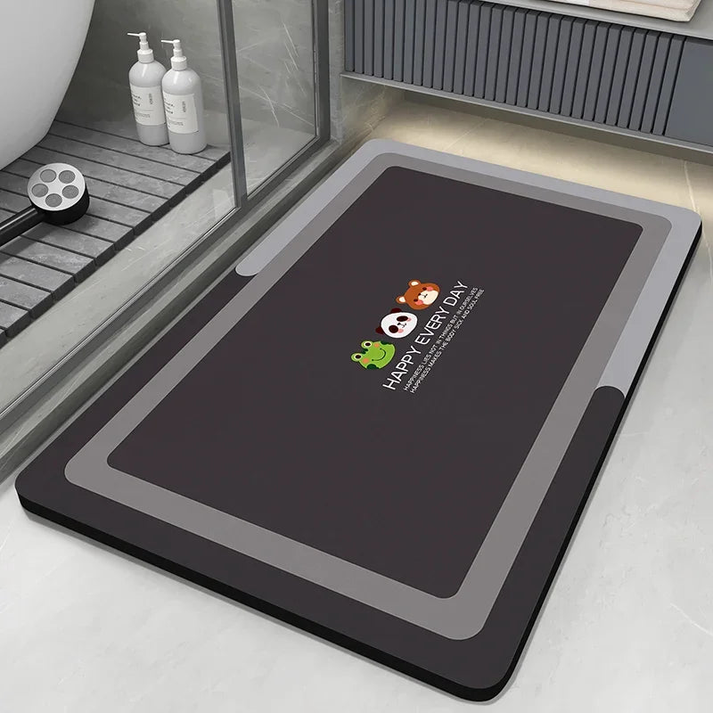 VIKAMA Premium Diatomaceous Earth Bathroom Mat - Absorbent Quick-Dry Anti-Slip Foot Rug for Shower Area Home Decor