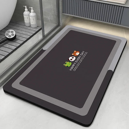 VIKAMA Premium Diatomaceous Earth Bathroom Mat - Absorbent Quick-Dry Anti-Slip Foot Rug for Shower Area Home Decor