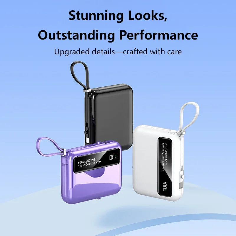 50000mAh Power Bank Comes with data cables Portable Auxiliary Spare External Battery Pack Charger For iPhone Android