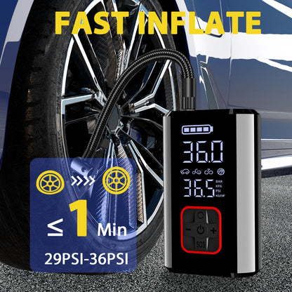 Trådlös Luftpump 150PSI – Portabel Däckpump för Bil, Cykel & Motorcykel, USB-utgång, Nödström