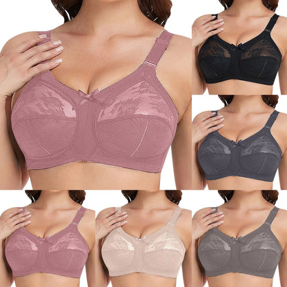 Women's Plus Size Bra Floral Lace Full Coverage Sexy No Steel Ring Bra Wrap Chest Sleeping Underwear Seamless Bras For Woman