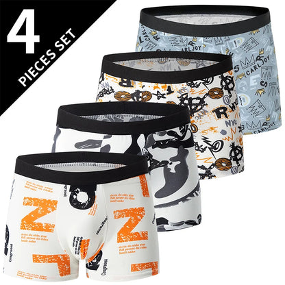 Herr Boxershorts 4/5-pack – Tryckta Plus Size Europeisk Storlek, Dubbel Användning Badshorts