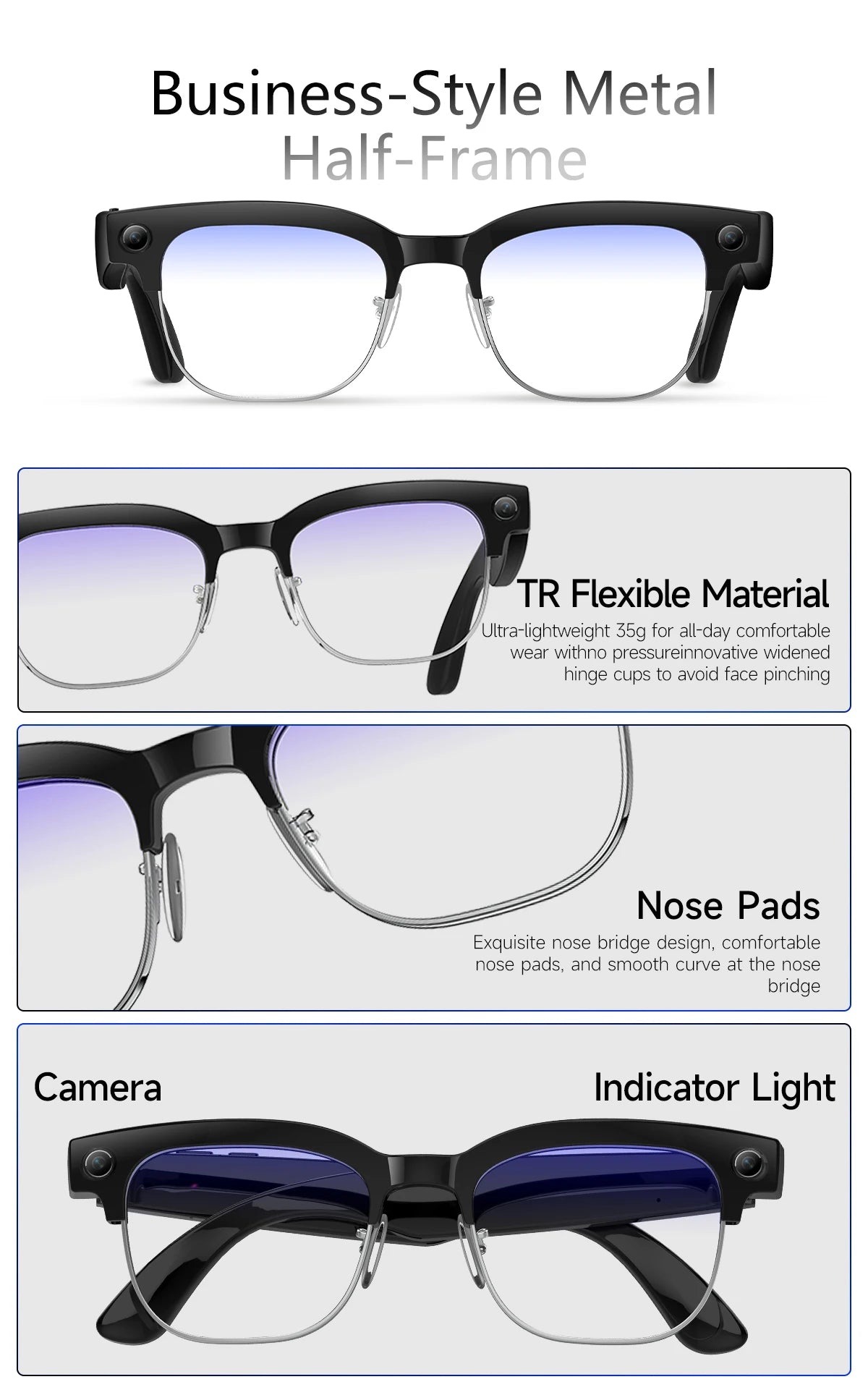 2026 New 4K HD 800W Camera Smart AI Glasses Video Photo Recognition AI Translation Chat GPT Hands-Free Calling Smart Sunglasses