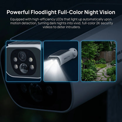 ARCCTV 2K WiFi Solar Camera Color Night Vision Two Way Talk FHD Surveillance Camera Outdoor Wireless IP66 Waterproof Siren Alarm
