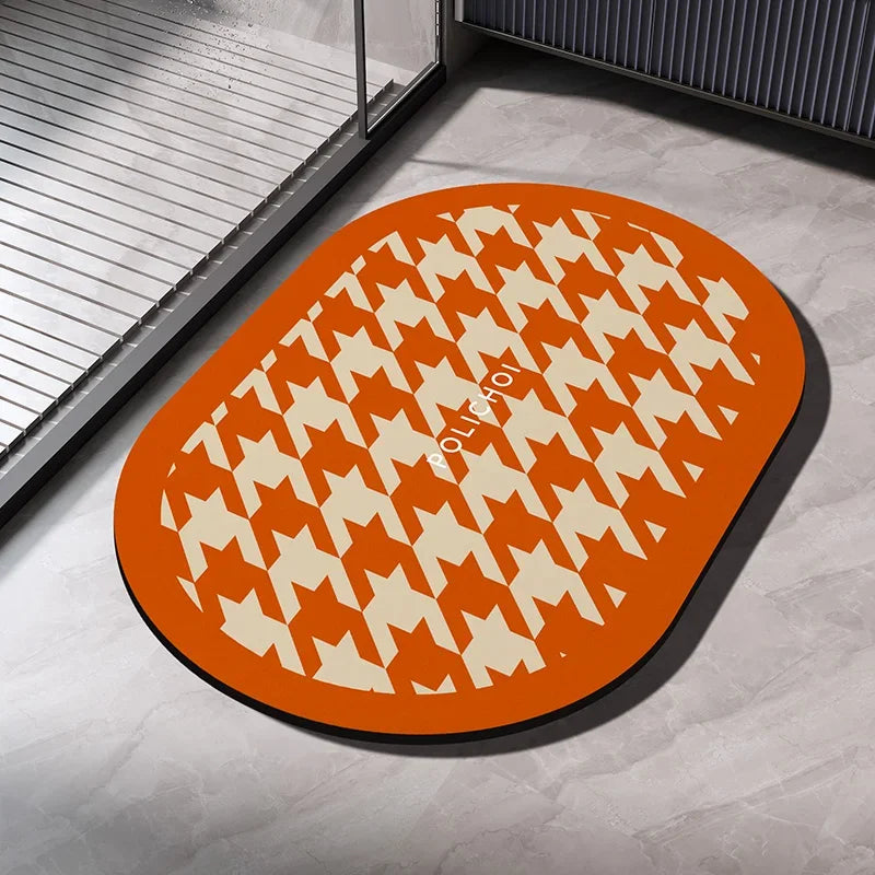 VIKAMA Premium Diatomaceous Earth Bathroom Mat - Absorbent Quick-Dry Anti-Slip Foot Rug for Shower Area Home Decor
