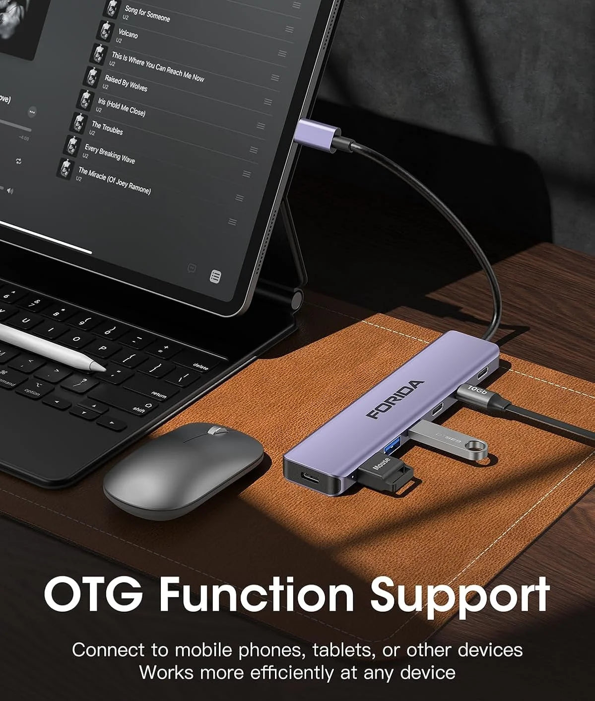 FORIDA Aluminum USB C Hub 3.2 and 3.0 10Gbps USB C HDMI Splitter PD 100W Power Charging USB 3.2 Gen2 Adapter for Laptop PC