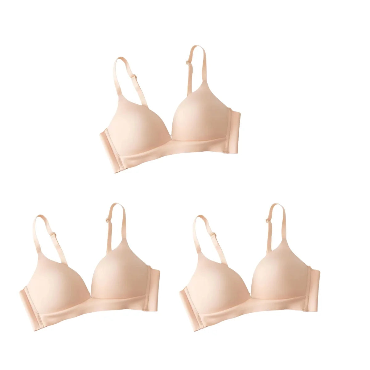 Fenlandwell bygelfri bh dam 3-pack – djup V-ringning och fasta kupor