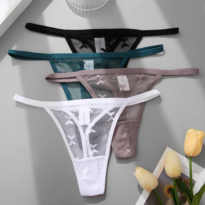 2PCS/Set Mesh G-String Women's Panties Transparent Underwear Women Seamless Thong Female Underpants Intimates Lingerie S-XL