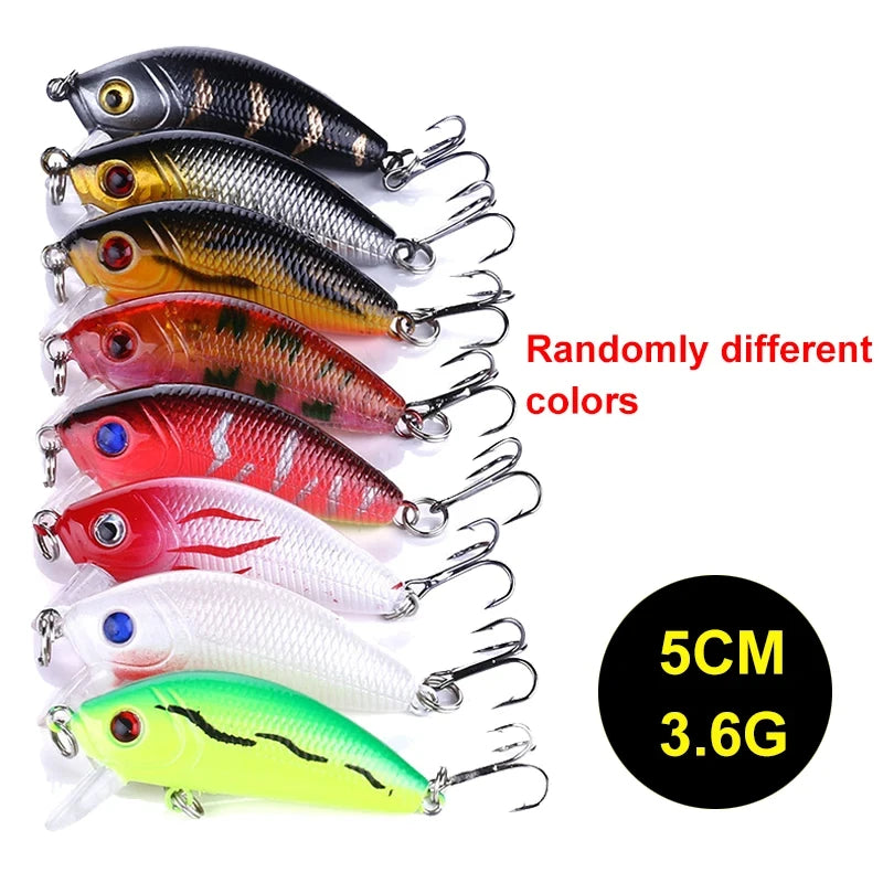 3/5/8PCS Fishing Lures Kit Minnow Popper Baits with Hooks Saltwater Freshwater Trout Bass Salmon Swimbait Fishing Accessories