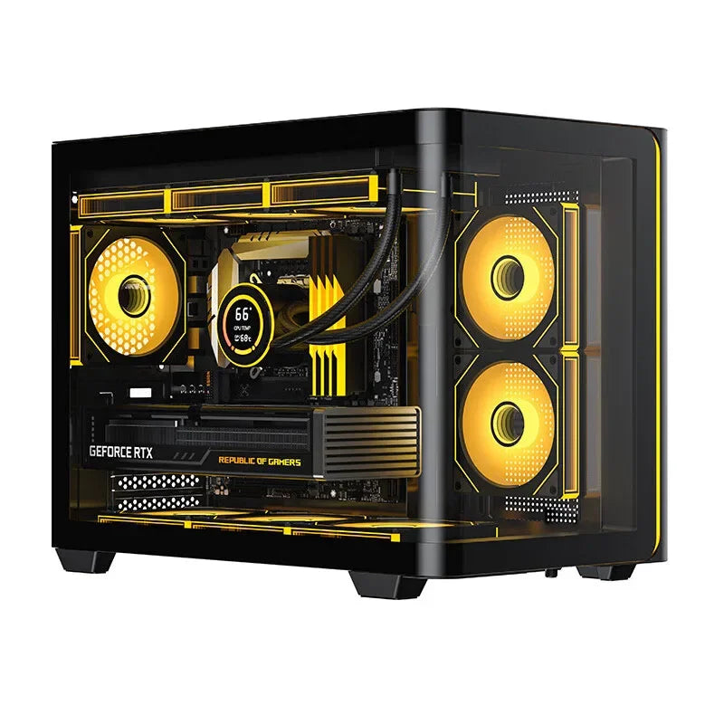 Yeah magic BIFROST PC Case argb*3 M-ATX ITX Sea View Room Side Transparent Desktop Chassis Diy pc game DIY pc case