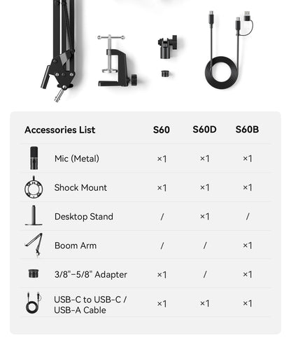 BOYA CastMic S60 USB/XLR Dynamic Microphone with RGB for Gaming, Streaming, Podcasts Studio Grade 4 in 1 Support Phone PC Laptop