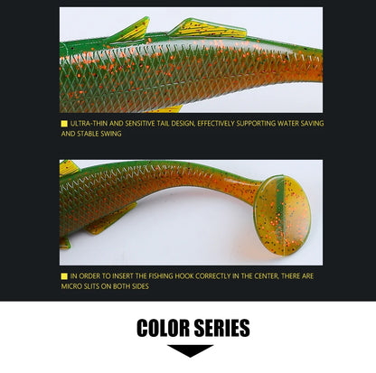 Supercontinent leanness ShadTeez T-tail 5cm/7.5cm/12cm Pike Zander Predator Fishing 3d eyes Soft lure Fishing lures