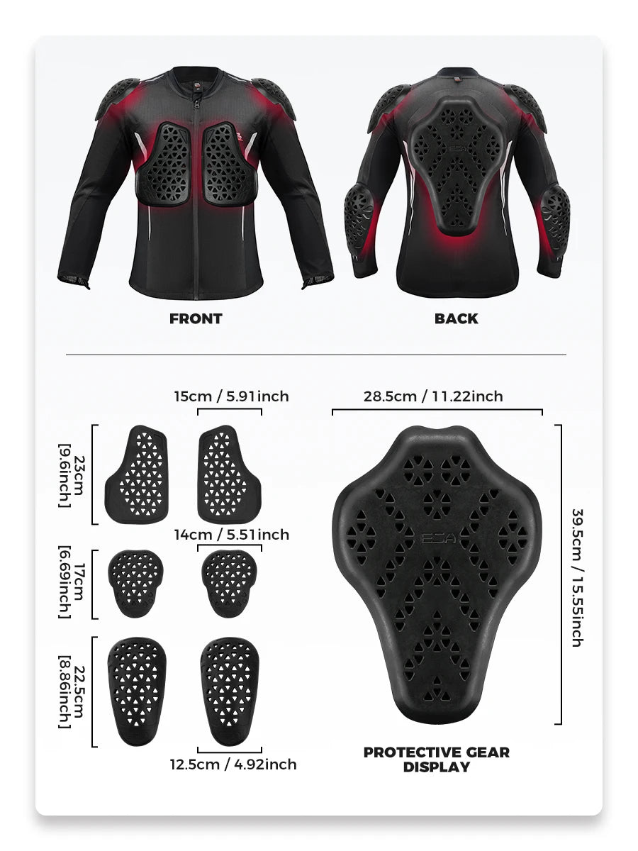 Motorcycle Riding Jacket Summer Breathable Men Women with 7Pcs Set CE Protective Gear Soft Mesh Body Protector Moto  Equipment