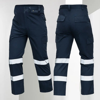 Men's Work Pants for Electricians, Auto Repair, Reflective Strips, Construction Site Trousers, Loose Labor Protection Pants Over