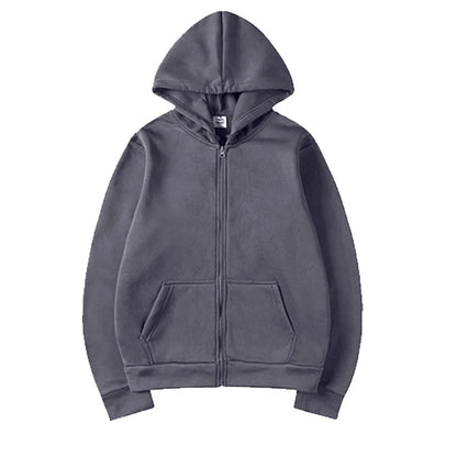 2025New Trendy Sweatshirt Coat Front Pockets Warm Zipper Lamb Wool Jacket Men and Woman Autumn Winter Pure Color Cardigan Hoodie