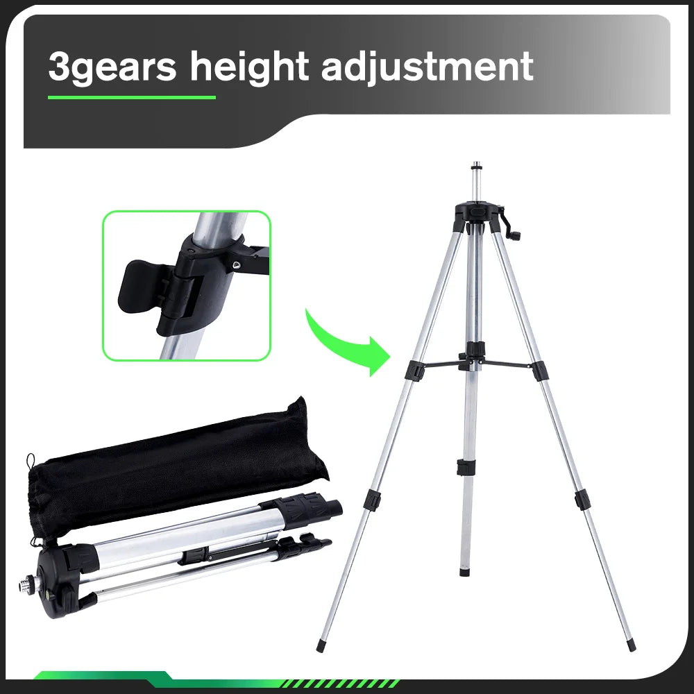 HGLINE 1.2M/1.5M Stretchable Laser Level Tripod Suitable for 5/8 Inch Laser Level Tools Aluminum Tripod with Lifting Rocker