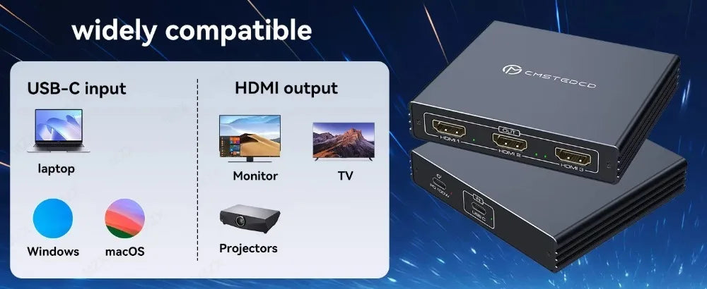 MZX MST-splitter för tre skärmar, DisplayPort eller USB-C